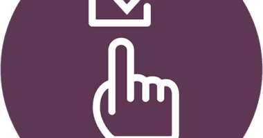 icon a hand with finger pointed upward to a check mark