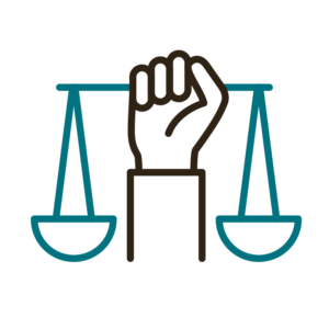 an icon of a hand holding a scale