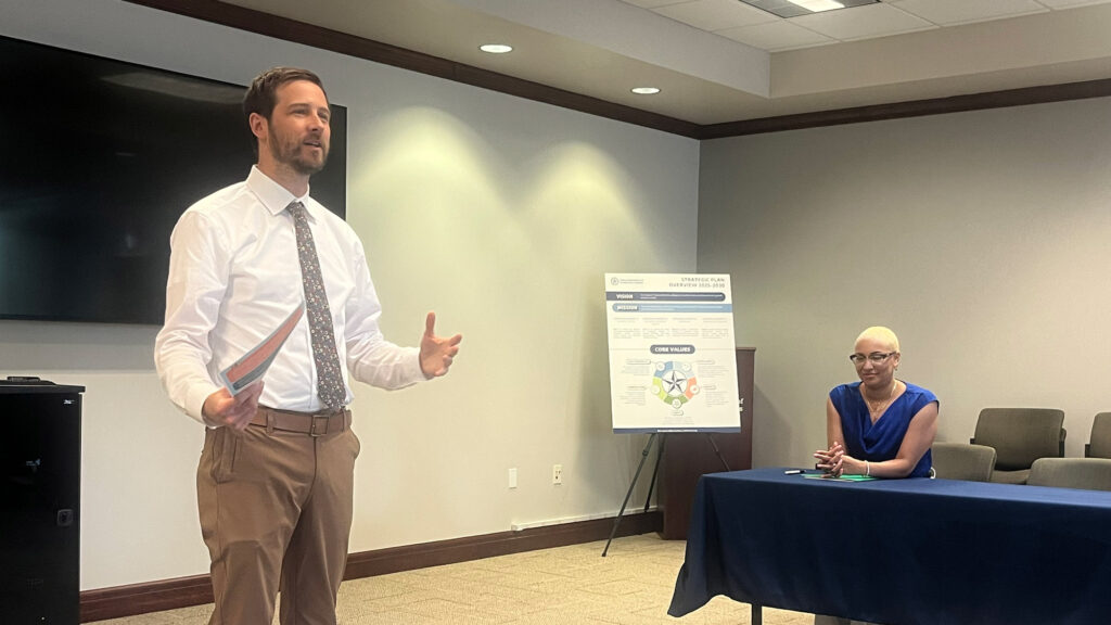 EdTrust Texas State Director Jonathan Feinstein speaks to a room of advocates gathered in Austin for the Student Advocacy in Action Convening.